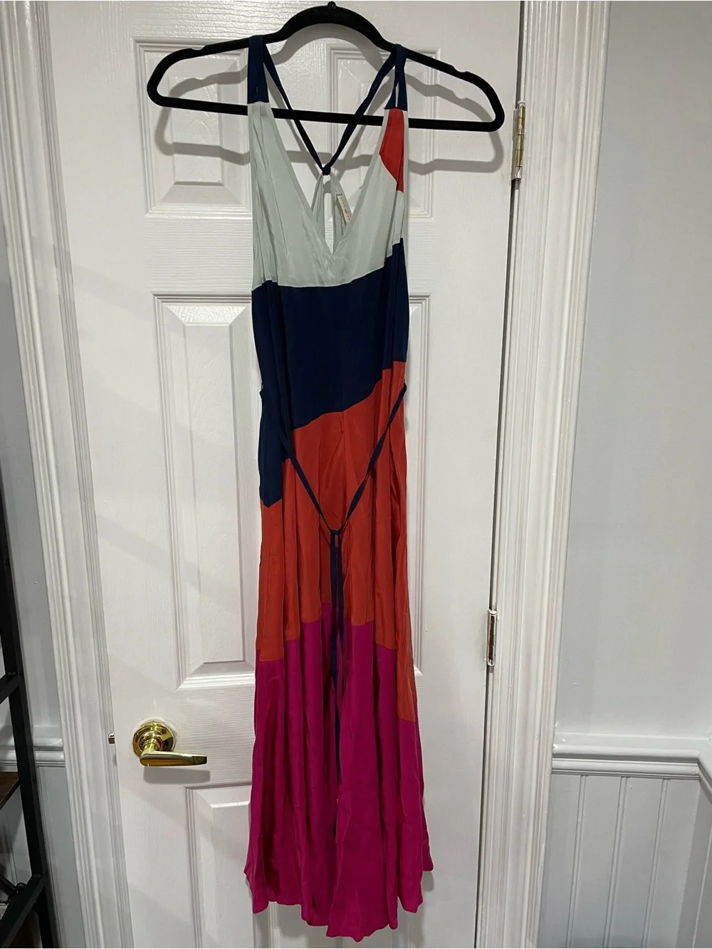Tory Burch Colorblock Dress in Magenta, Navy & Cream